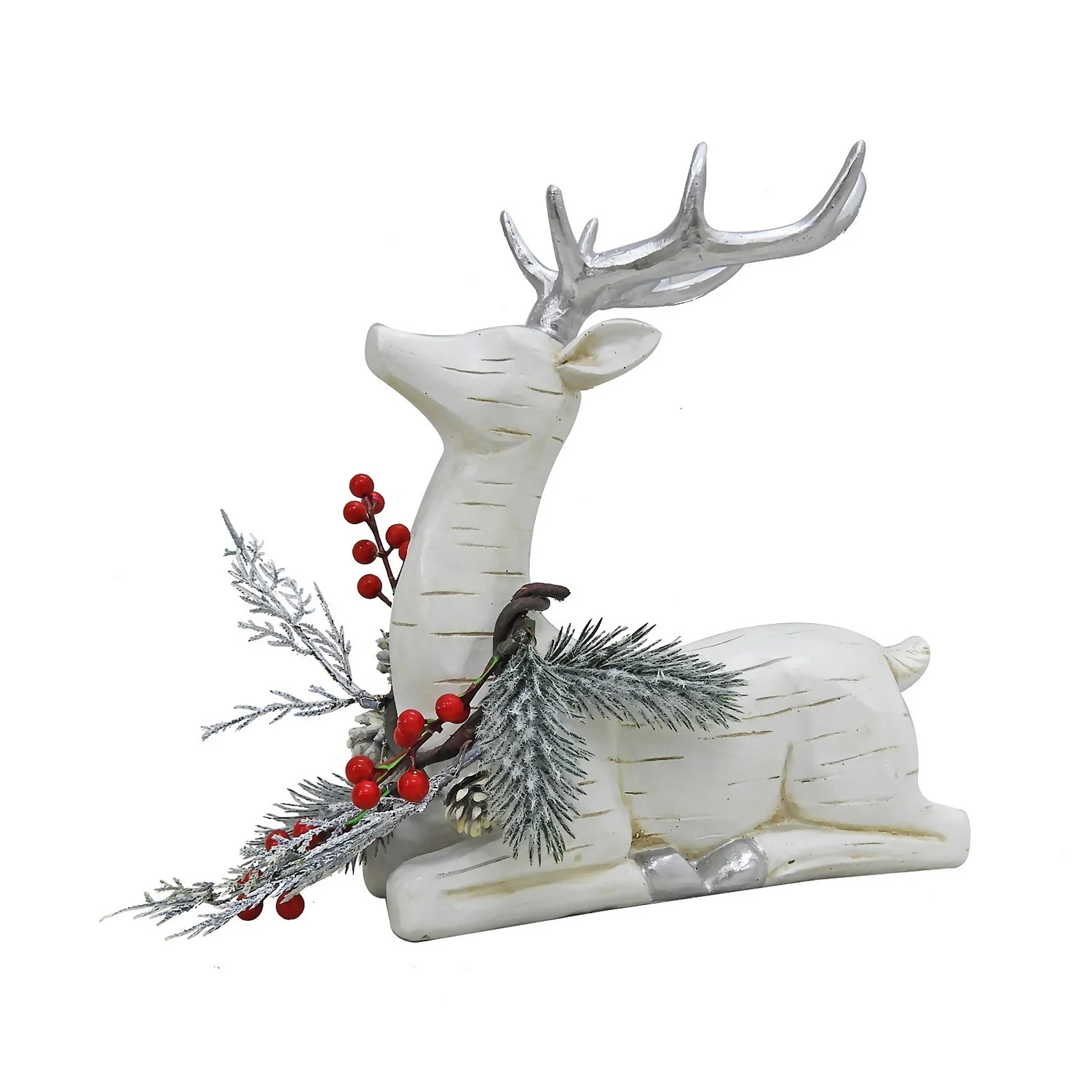 White Sitting Reindeer Christmas Decoration 3 White Sitting Reindeer Christmas Decoration