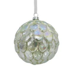 Green Iridescent Scallop Christmas Tree Bauble - 100mm