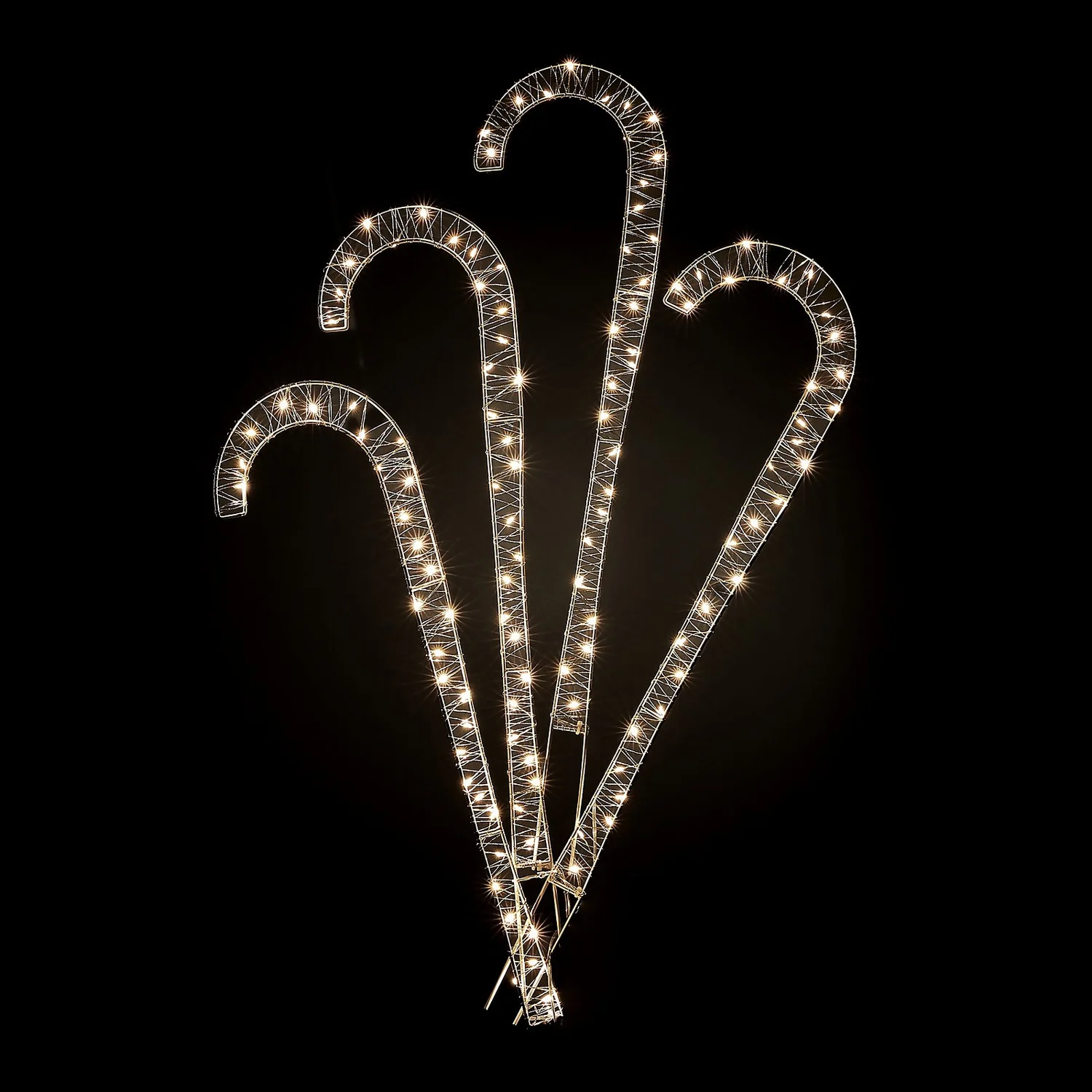 Warm White LED Candy Canes Christmas Stake Lights - Pack Of 4 3 Warm White LED Candy Canes Christmas Stake Lights - Pack Of 4