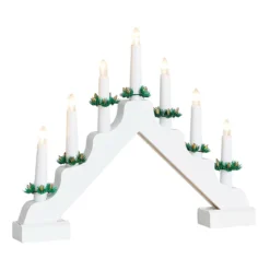7 LED White Wooden Traditional Christmas Candle Bridge (Battery Operated) -NON Outdoor Shop 13733814 1594983493787901