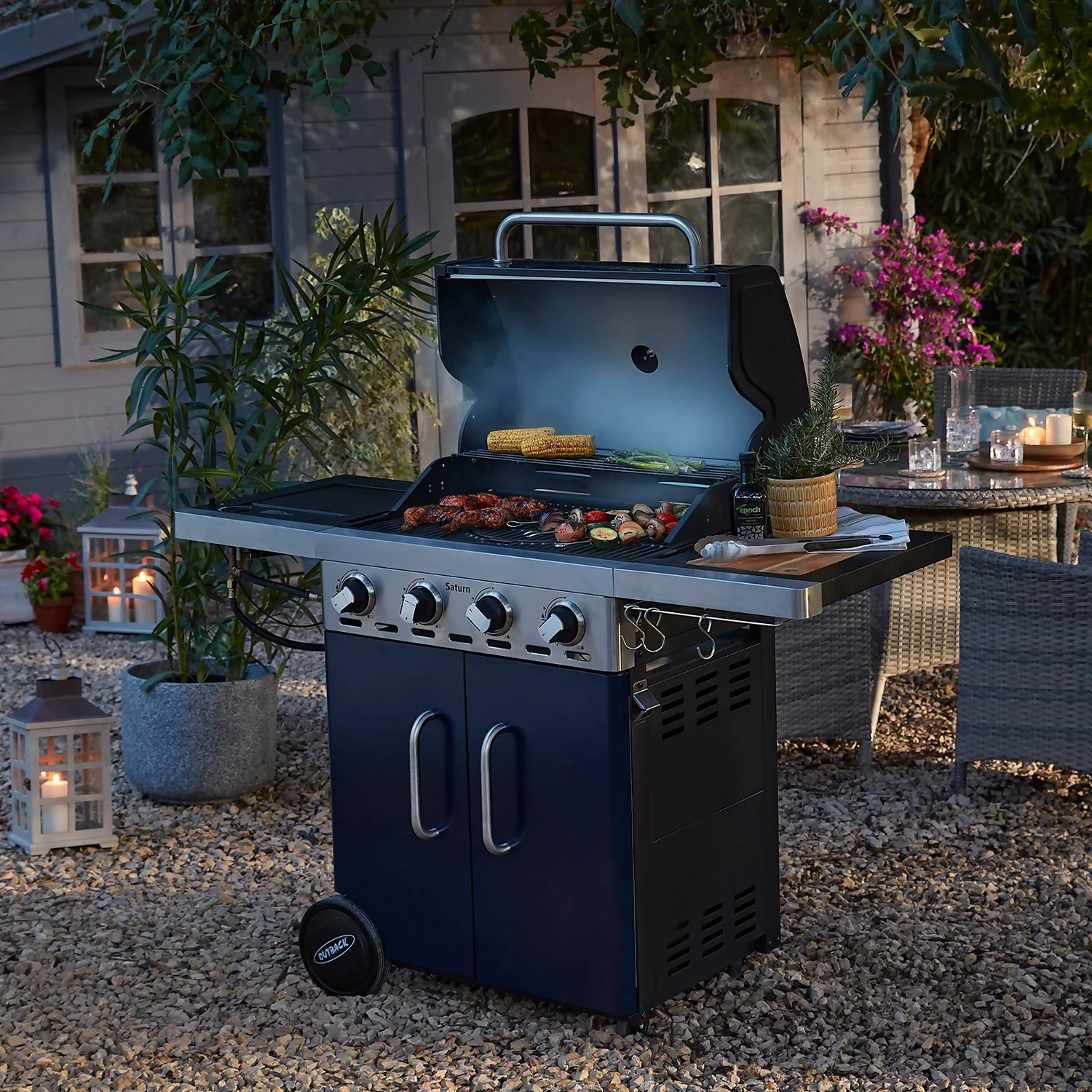 Outback Saturn Pro 4 Burner Gas BBQ - Blue 4 Outback Saturn Pro 4 Burner Gas BBQ - Blue - Image 2